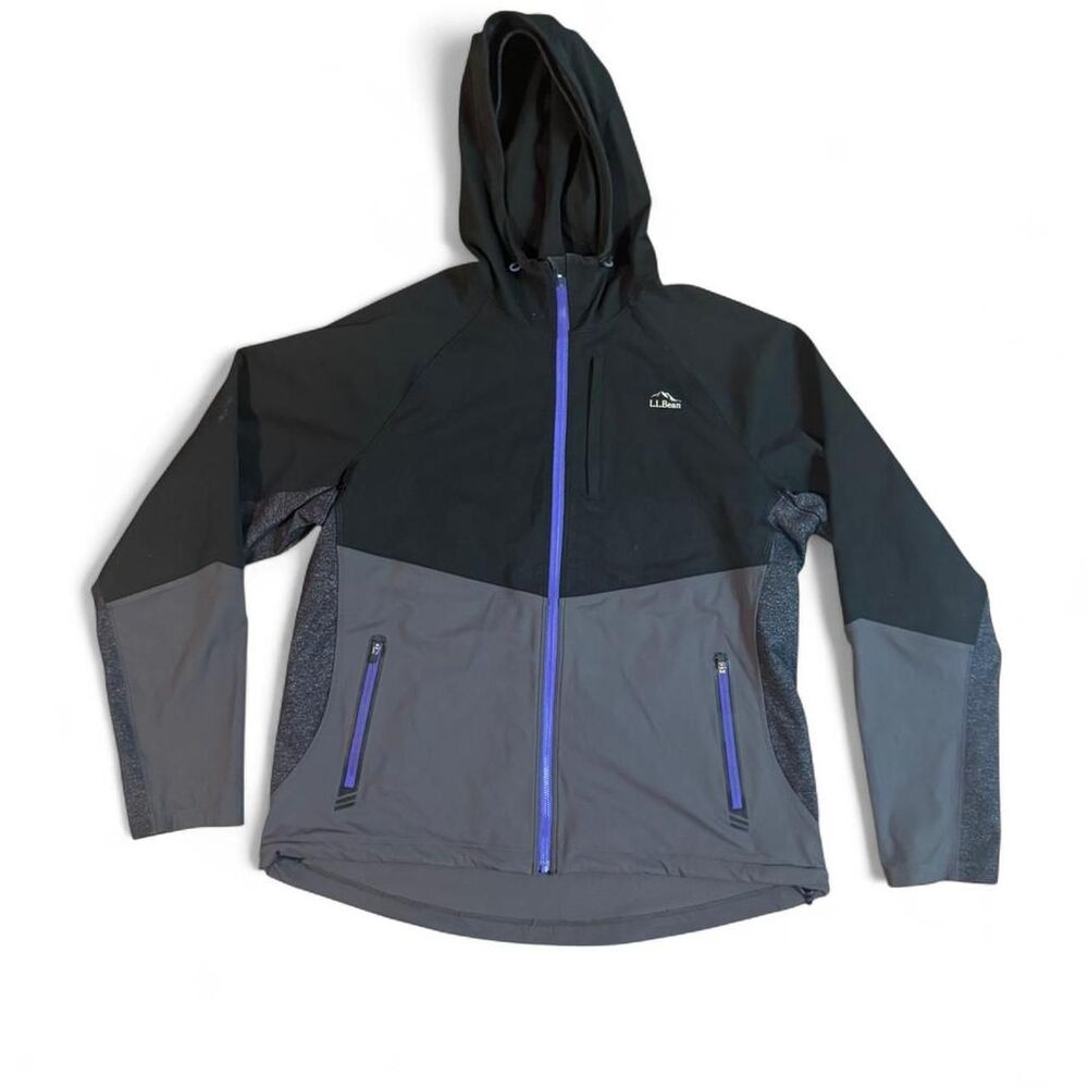 Black‎ and grey L.L.Bean windbreaker jacket purple accents size womens large